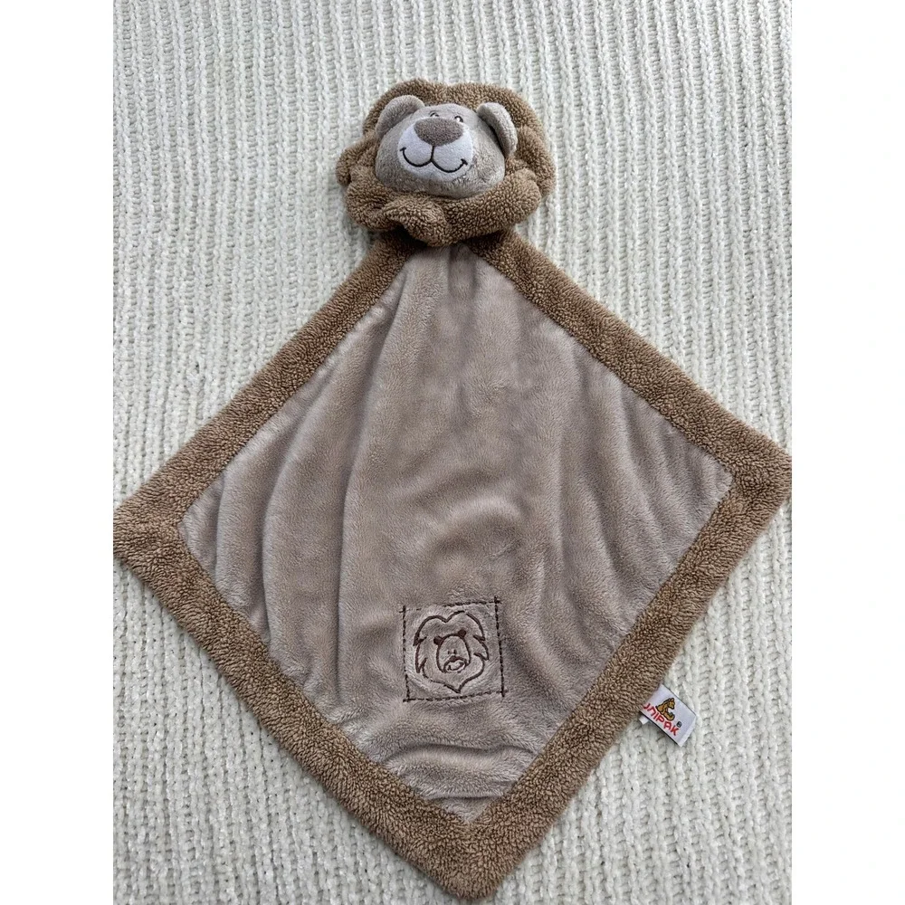 Unipak Lion‎ Baby Security Blanket Lovey Tan Brown Plush Sherpa Trim 14
